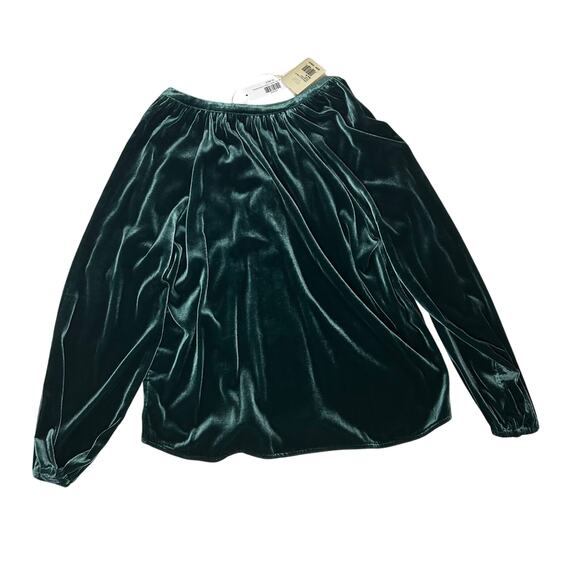 Faherty Silk Velvet Emerald Green V-Neck Blouse Stretch Naomi Sz M - Picture 7 of 11